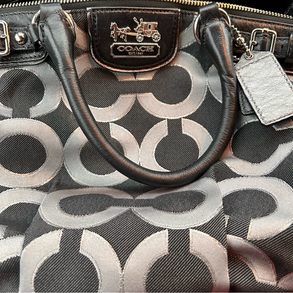 Coach 💕HP💕Madison Abigail op art black silver Big C bag - Picture 10 of 11